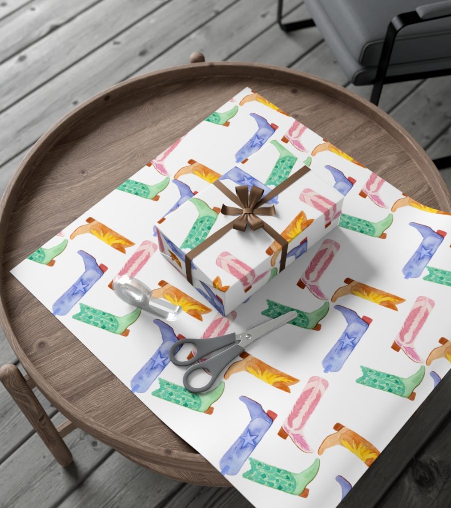 Watercolor Cowboy Boots Giftwrap