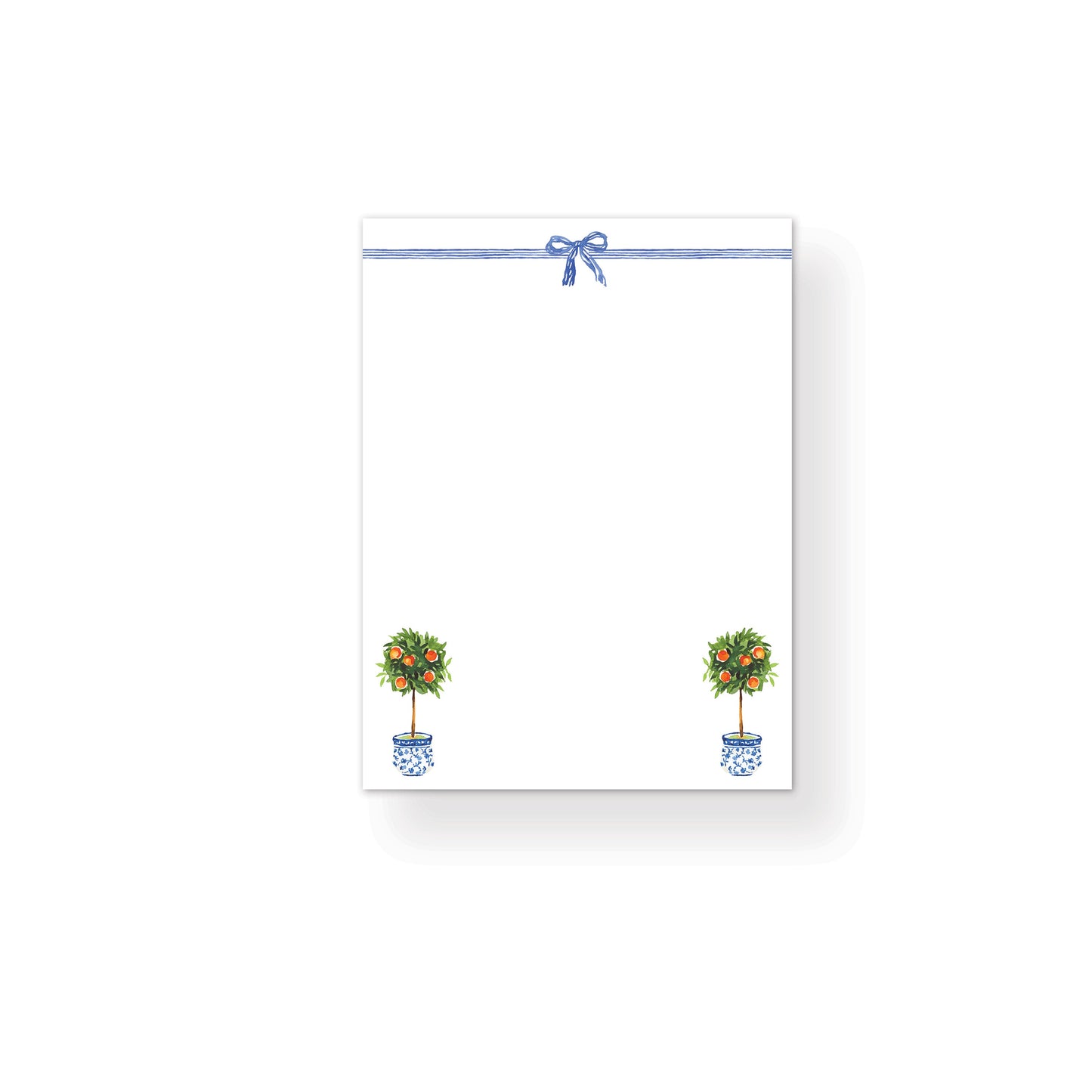 Orange Tree Chinoiserie | Notepad | Blue Watercolor Bows | Perfect Gift