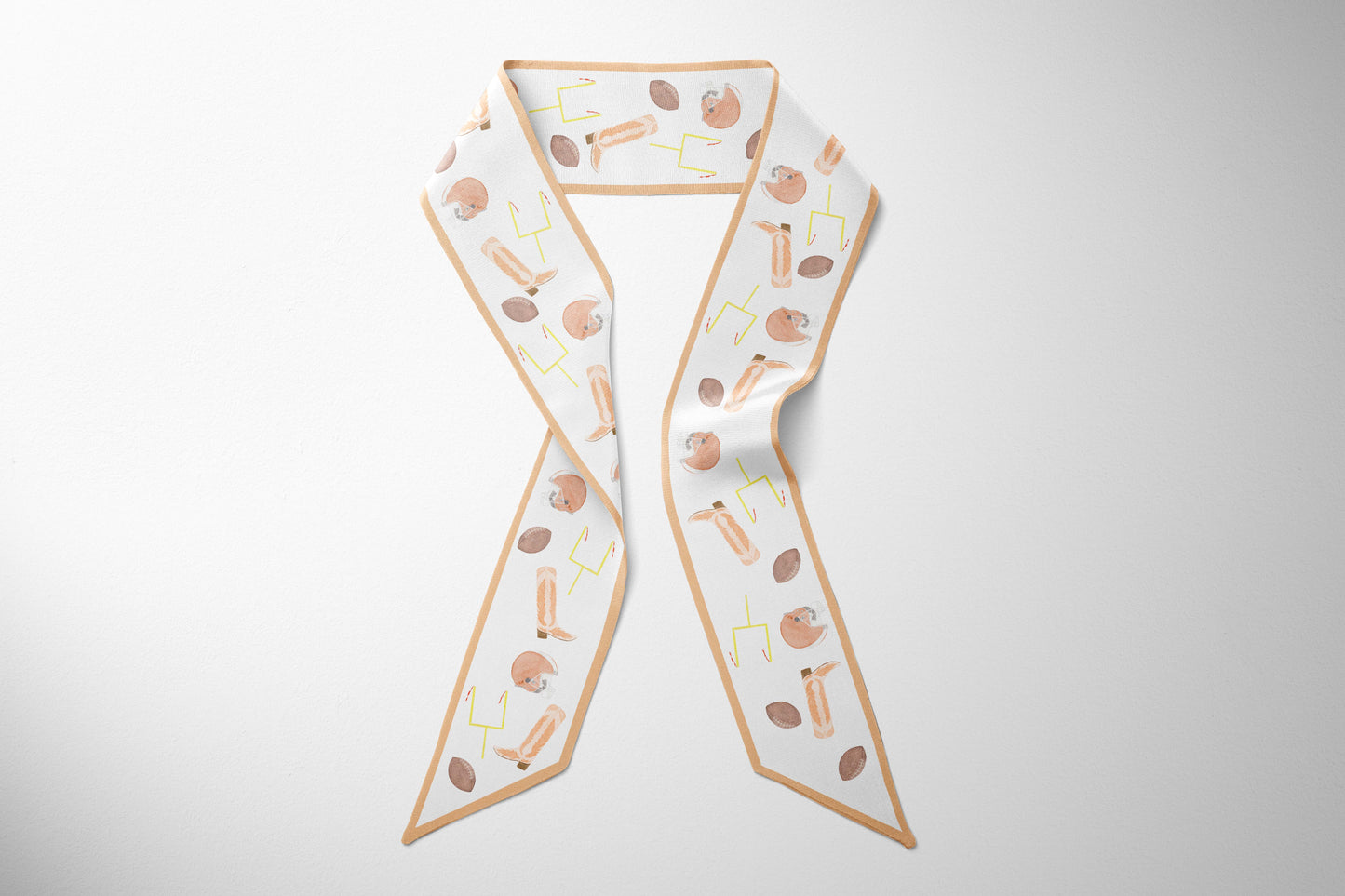Watercolor Football Silk Twilly Scarf