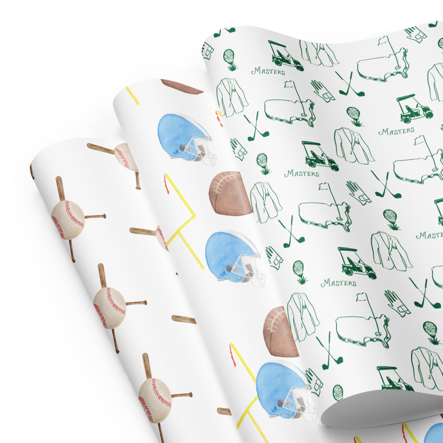 Sports Star Watercolor Gift Wrap Set