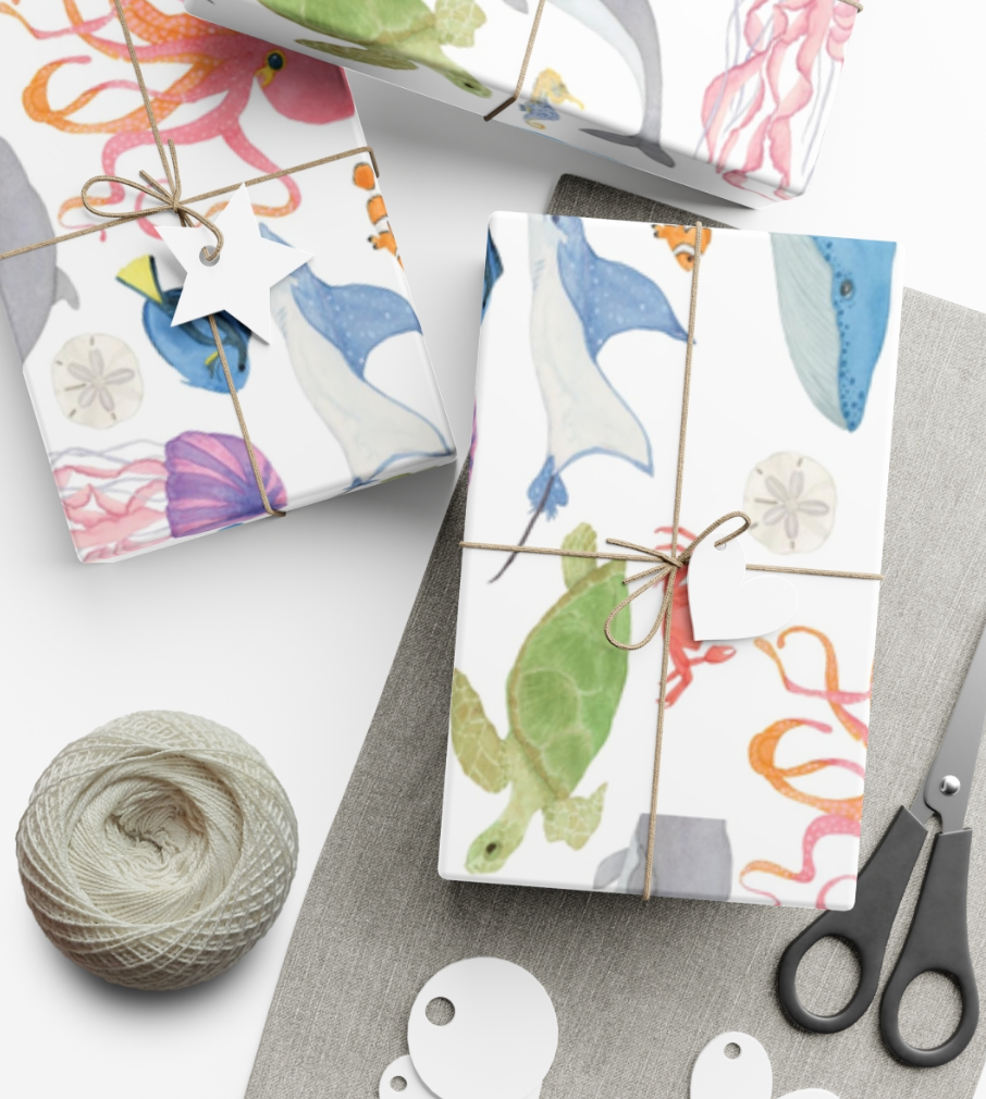 Watercolor Sea Animals Gift Wrap