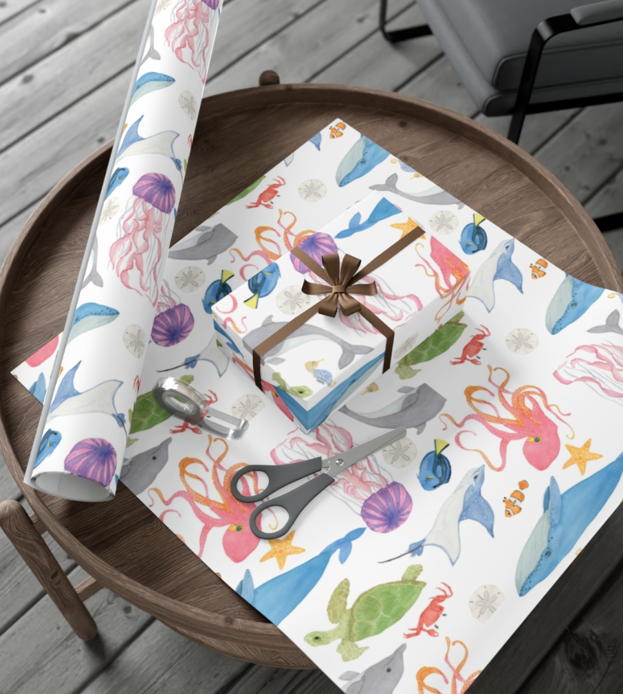 Watercolor Sea Animals Gift Wrap