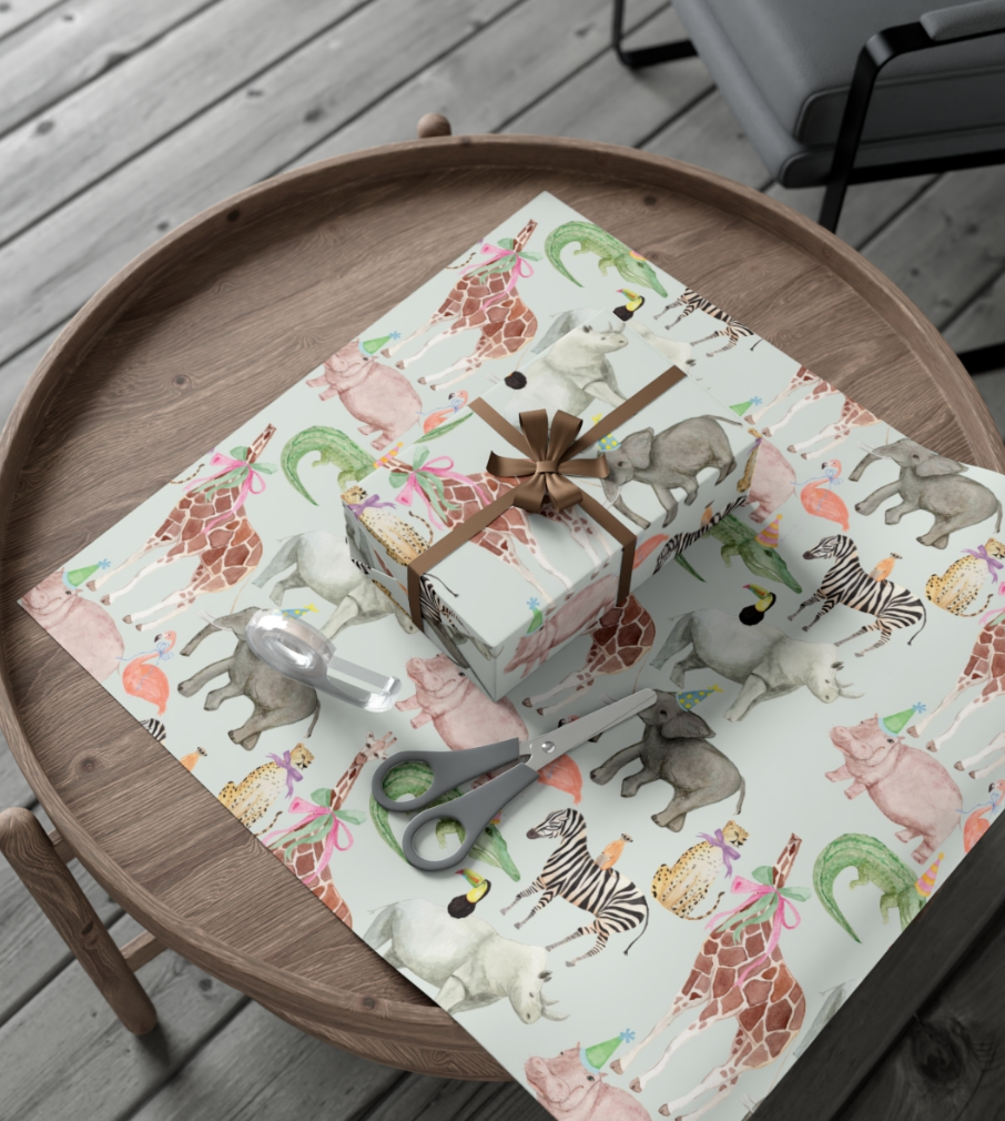 Watercolor Party Animal Gift Wrap