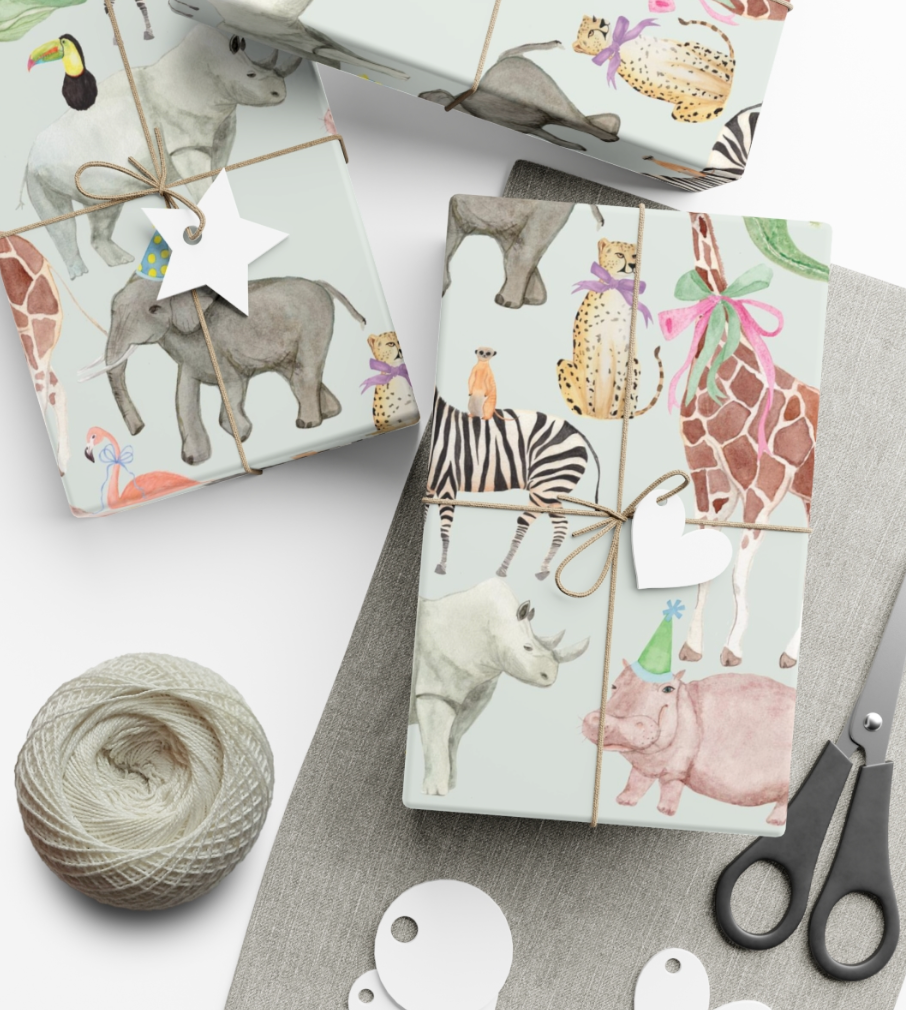 Watercolor Party Animal Gift Wrap