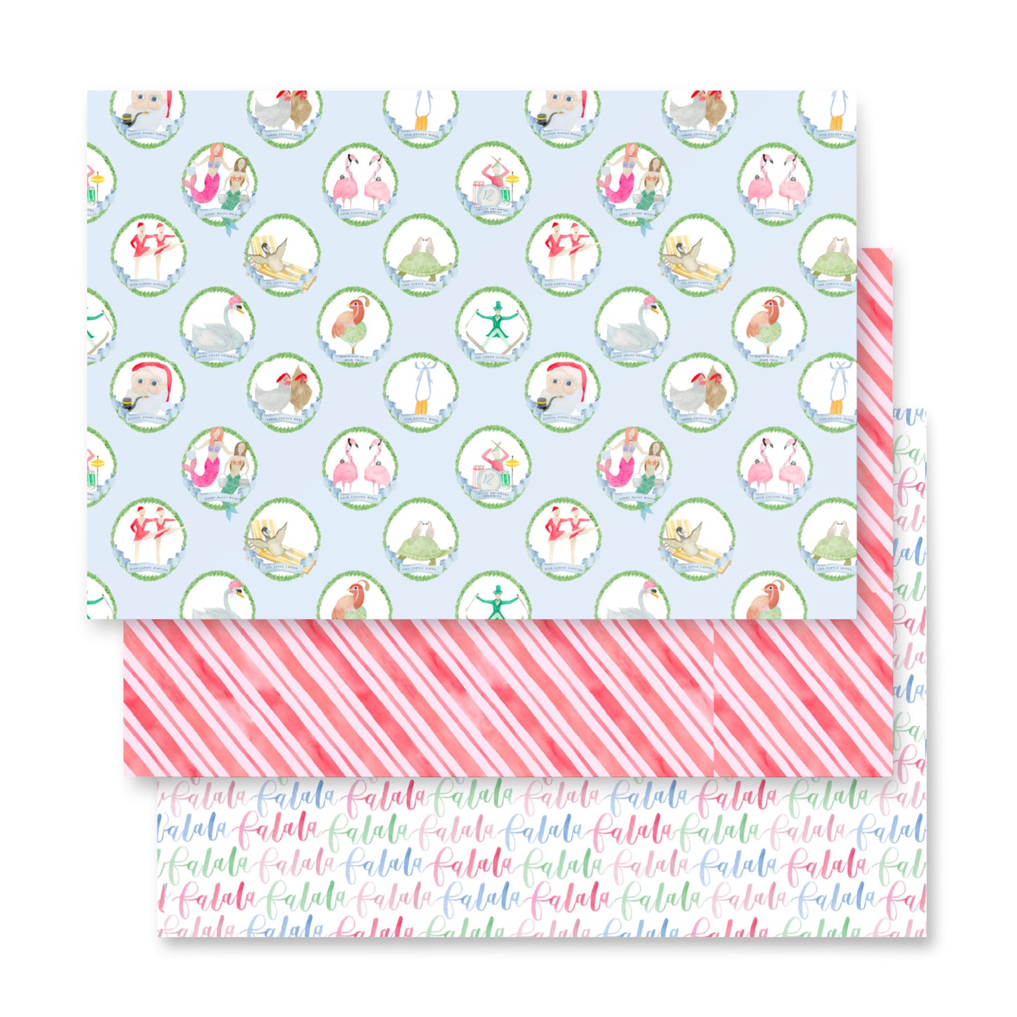 Watercolor 12 Days of Christmas Gift Wrapping Set