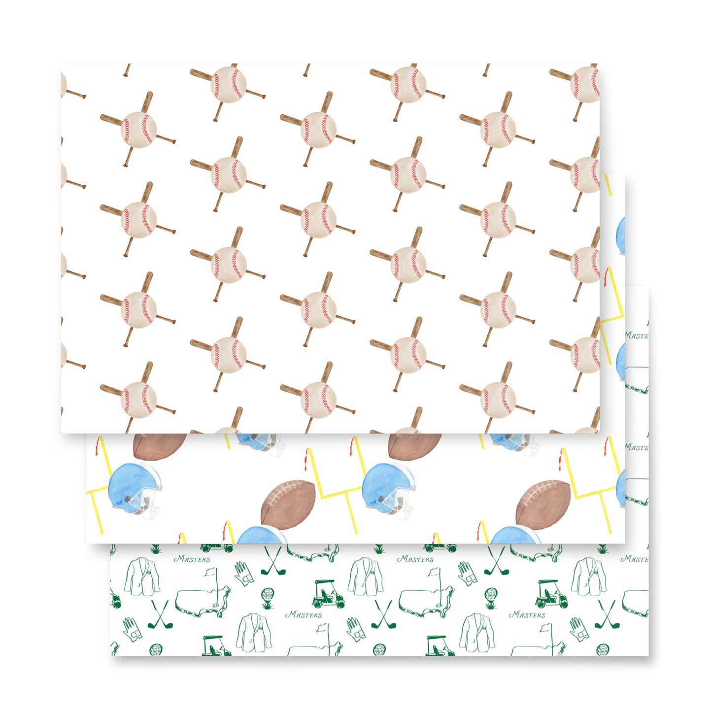 Sports Star Watercolor Gift Wrap Set