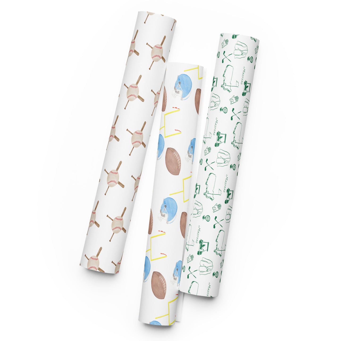 Sports Star Watercolor Gift Wrap Set